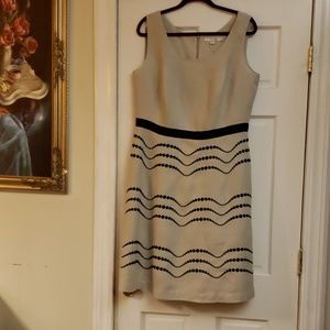BODEN BEIGE AND BLUE LINEN DRESS SIZE 12L